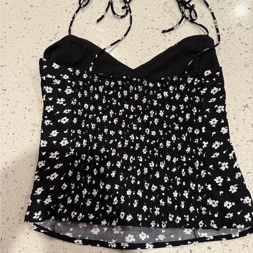 Black Floral Spaghetti Strap Top - Picture 2 of 2